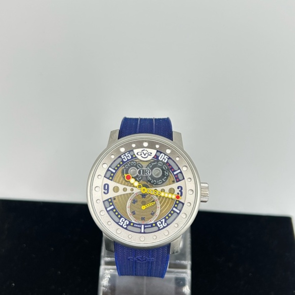 GV2 by Gevril 4042R3 Powerball Limited Edition Big Date Blue Band Men's Watch #9